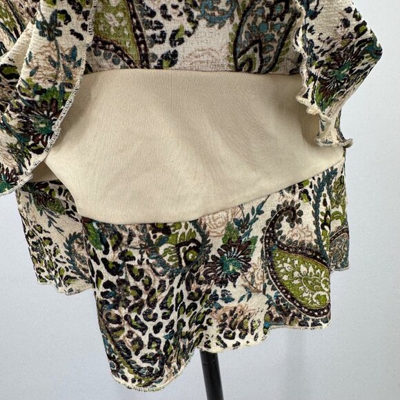 Y2k green paisley patterned layered tank top women’s 1X fairy boho western - Picture 3 of 9